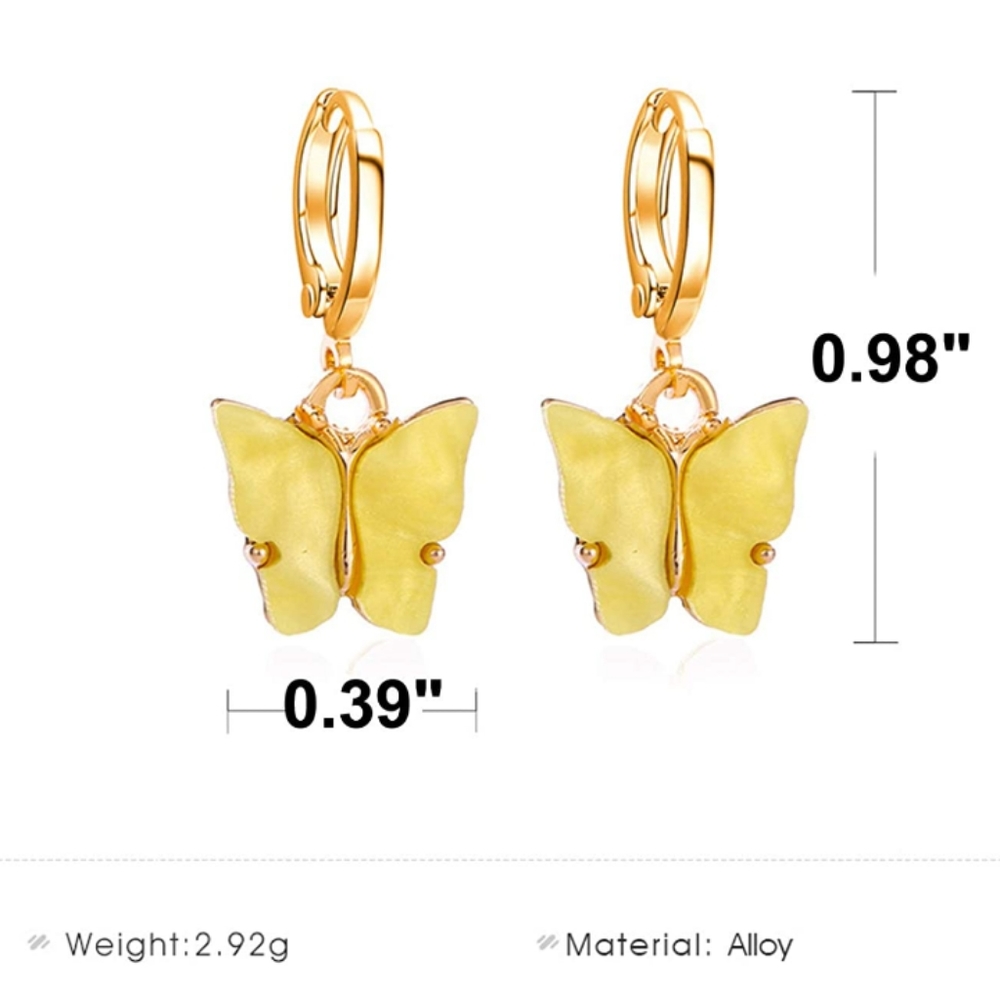 BUTTERFLY New Dainty Drop Pendant Huggie Style Pirced Ear Earrings - Picture 12 of 13